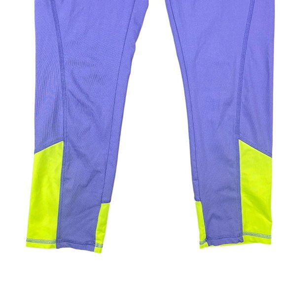 Reebok Leggings Youth Girl's Size‎ XL 16 Purple Yellow Stretch Active Cropped - Picture 3 of 8